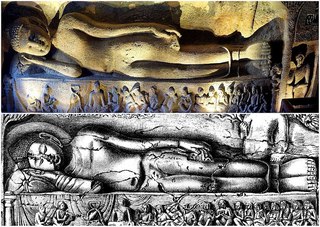 アジャンター石窟群に描かれた釈迦の入滅.jpg