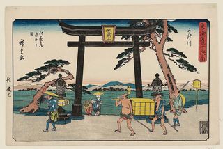 広重画『東海道五十三次之内（行書東海道）かけ川 秋葉道追分之圖』.jpg